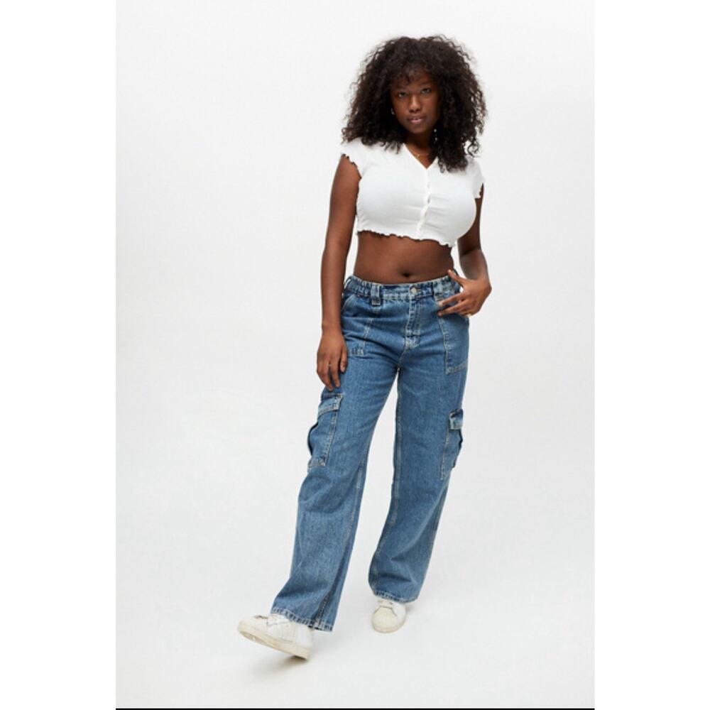 BDG Blue Wide Leg Skate Cargo Straight Skater 90's/Y2K Denim Women’s Size 24